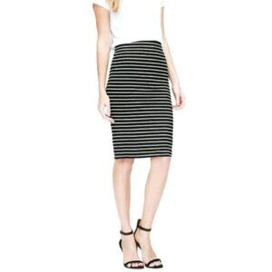 Women's Ann Taylor Loft Black White Striped Pencil Skirt